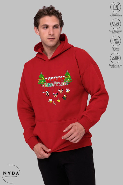 Nyda Collections Unisex Hoodie με μακρύ μανίκι Καλά Χριστούγεννα με τύπωμα με...