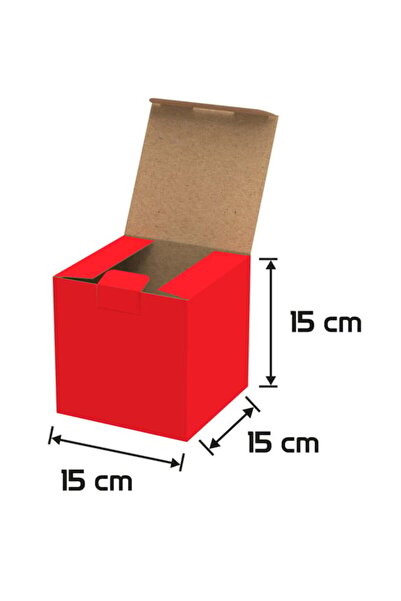 Packanya 15x15x15 - 25 Adet - Kırmızı Kilitli E Ticaret Karton Kargo Kutusu (...