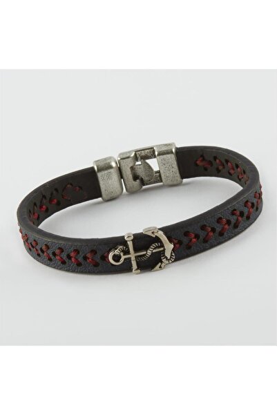 ZERO LAND 1594247739 سوار جلد صناعي عالي الجودة (204742) مع شكل المرساة - أسود