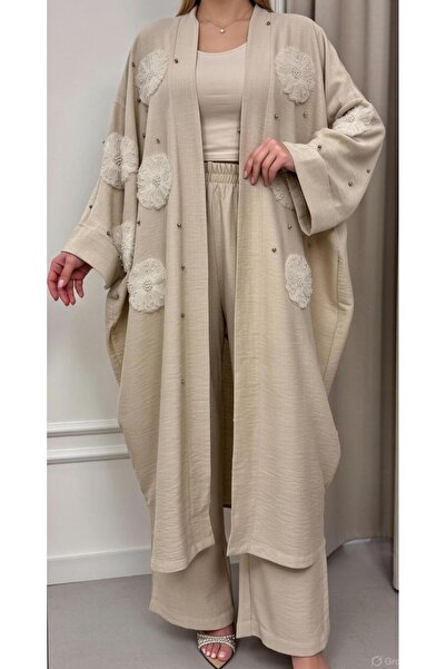 EB SCARF طقم كيمونو من الكتان