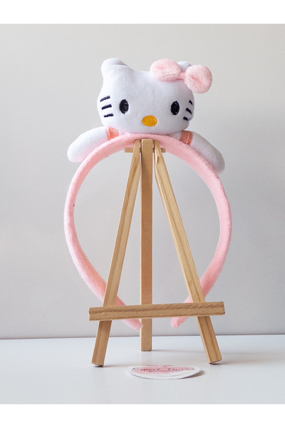 Sweet twins accessories Hello Kity Çocuk Taç Pembe Fiyonklu Peluş Çocuk Tacı