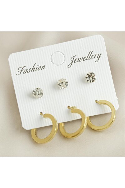 ZERO LAND 1593854739 6 قطع أقراط دائرية مرصعة بالأحجار 1.5 (205438) سم - لون فضي