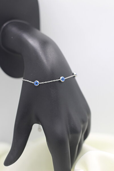 KZNovaStyle سوار فولاذي بثلاث خرزات على شكل عين الحسد – موديل أنيق للنساء