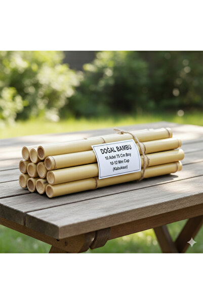 TROPİKYUM DOĞAL BAMBU 10 Adet 75 Cm Boy 10-12 Mm Çap (Kabuksuz)