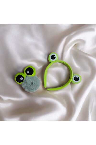 diclecollection 2-Piece Frog Figured Plush Crown and Elastic Plush Buckle/Chr...