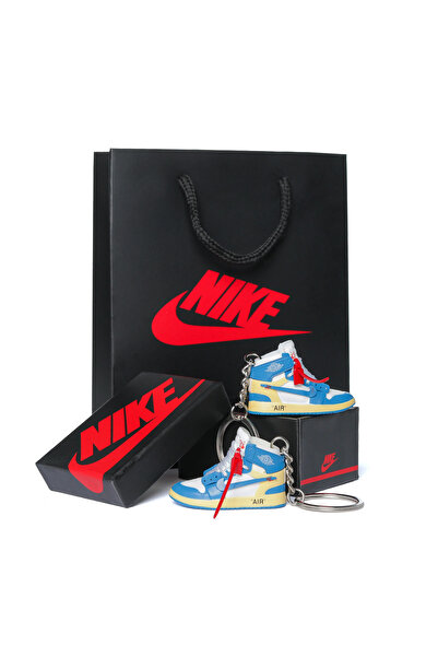 JORDAN 1 High x OW University Blue Keychain Set, Box and Bag