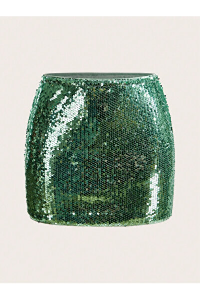 SLAW REZZ Yüksek Bel Payetli Mini etek içi astarlı payet etek