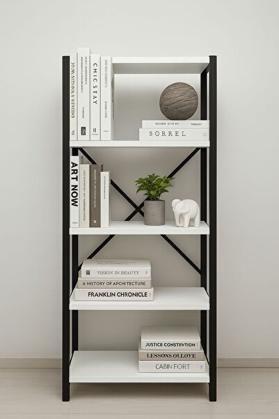 GUİMO Modern Minimal 5 Raflı Metal Kitaplık ve Raflı Dolap Kitaplık Metal