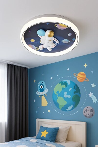 OEM LED ceiling lamp for children with 3D astronaut and remote control, 96W, adjustable light 3000–6500K