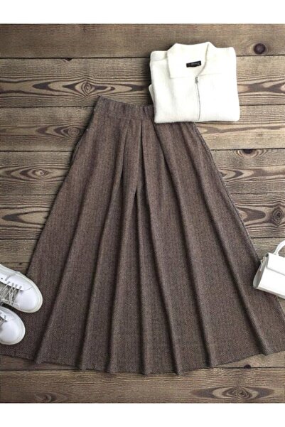 ŞAHİN TESETTÜR GİYİM CEPLİ PİLELİ BALIKSIRTI ETEK 6091