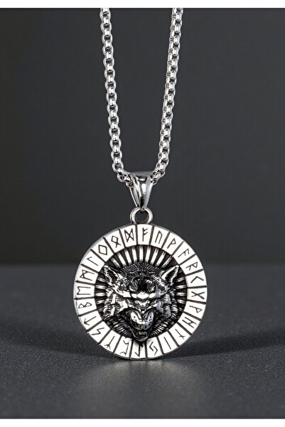 HERİF Aksesuar Erkek Kurt Figür Çelik Kolye