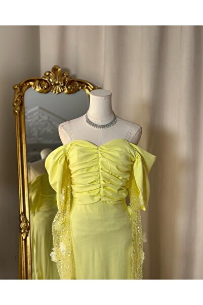 vanus fashion فستان سهرة طويل باكمام على الكتف 5041