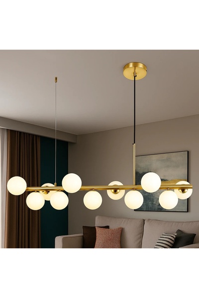 OEM Golden Pendant with 11 Frosted Glass Globes Modern Elegant Design Irenthus