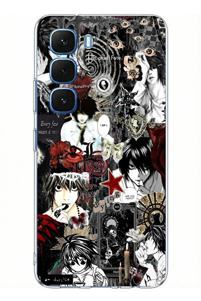 TechTree حافظة سيليكون مطبوع متوافقة مع هاتف Infinix Hot 60-60i بتصميم كولاج ديث نوت