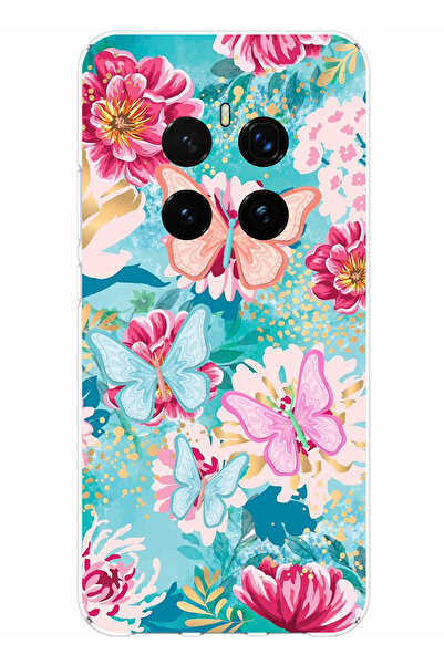 TechTree حافظة سيليكون متوافقة مع Honor Magic 7 PRO على شكل فراشات وزهور مطبوع