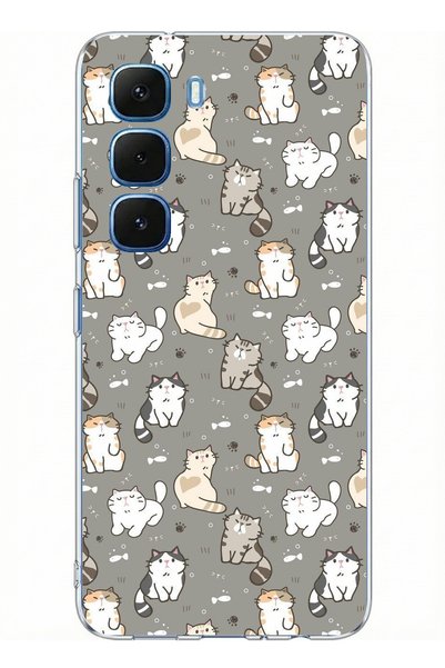 TechTree Infinix Hot 60-60I Compatible Tiny Cute Cats Printed Silicone Case