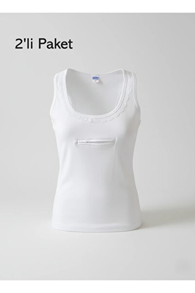 begün Cepli Atlet (2 Adet)...Hac-Umre İçin Uygun..Erkek Ve Kadın İçin Pamuklu Fermuarlı Beyaz Cepli Atlet.