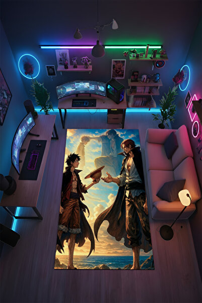 Halura One Piece Anime Desenli Kaymaz Taban Makinede Yıkanabilir Oyuncu Gamer...