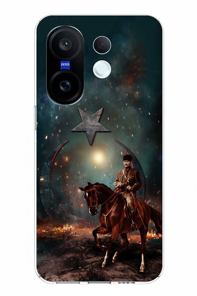 TechTree حافظة سيليكون متوافقة مع هاتف Vivo X200 FE بتصميم أتاتورك على حصان ا...