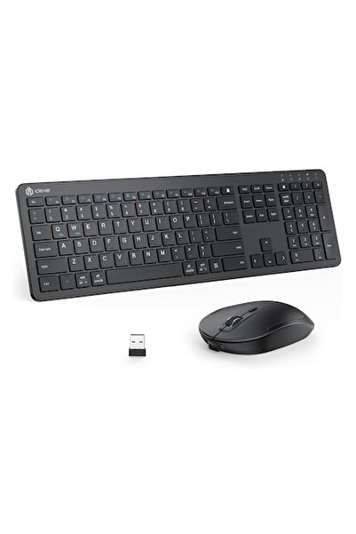 iClever Tastatură și mouse GK08, wireless 2.4G, reîncărcabil, ergonomic, silențios, DPI 800/1200/16