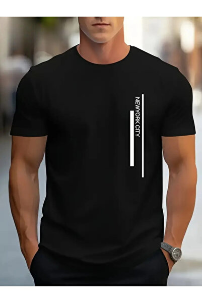 one button تي شيرت نيويورك سيتي ديك ديزاين بياقة دائرية عادية مصنوع من القطن ...