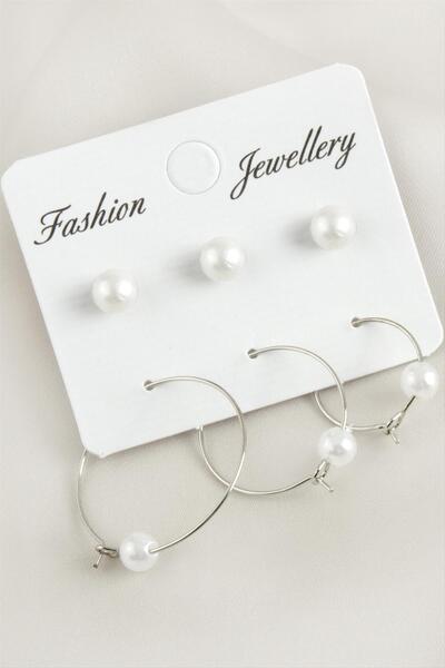 ZERO LAND 1595703739 6 قطع أقراط دائرية من اللؤلؤ مقاس 2.5 (220357) سم - لون فضي