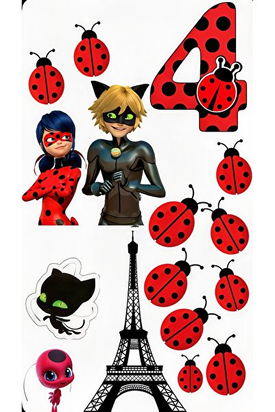 BENİMSER REKLAM Kırmızı Uğur Böceği ve Maske Figürlü Sticker Seti – 22x30 cm ...