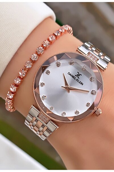 Daniel Klein Marka Orijinal Rose Gümüş Renk 2 Yıl Garantili Kesme Cam Kadın K...