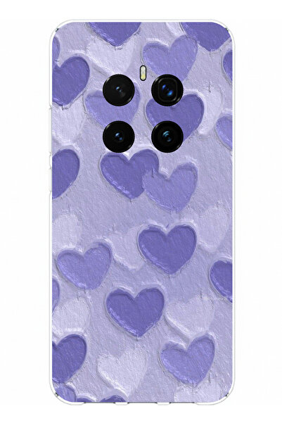 TechTree حافظة سيليكون متوافقة مع Honor Magic 7 PRO بتصميم قلوب أرجوانية مطبوع