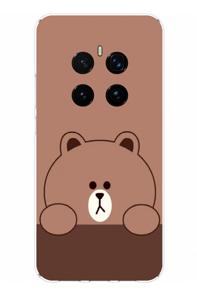 TechTree حافظة سيليكون مطبوع متوافقة مع Honor Magic 7 PRO بتصميم الدب البني