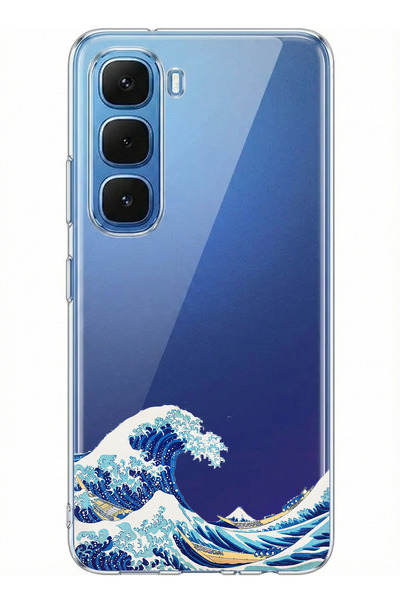 TechTree حافظة سيليكون مطبوع متوافقة مع هاتف Infinix Hot 60-60i بتصميم موجة ك...