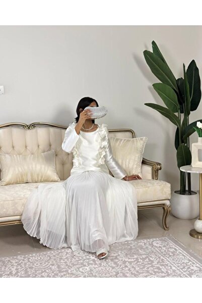 vanus fashion 6241- فستان أبيض أنيق بنعومة فريدة