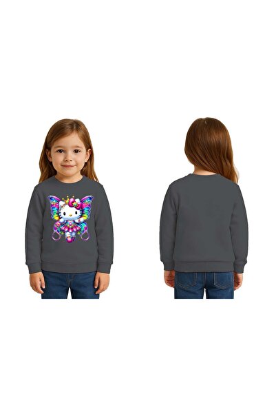 SEDİRLİ Унисекс детска блуза с принт Hello Kitty и 3-нишка ребра