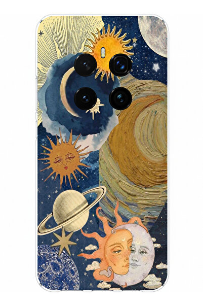 TechTree حافظة سيليكون مطبوع متوافقة مع Honor Magic 7 PRO بتصميم الكون الشمس ...