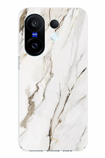 TechTree حافظة سيليكون متوافقة مع Vivo X200 FE باللون الأبيض الرخامي مطبوع