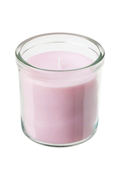IKEA COZY ROOM - LUGNARE bardakta kokulu mum, pembe, 40 saat, Koku: yasemin