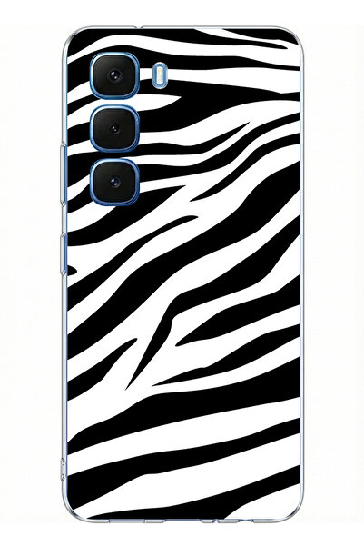 TechTree حافظة سيليكون مطبوع متوافقة مع تصميم زيبرا لهاتف Infinix Hot 60-60i