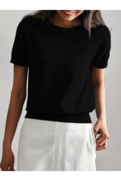 JANES Women's short sleeve crew neck knit blouse