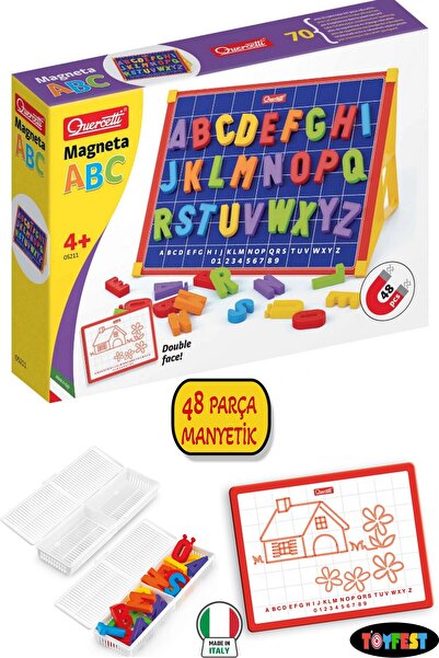 TOYFEST Quercetti Magnetic Uppercase Double-Sided Alphabet Learning Board 48-Piece Educational Set