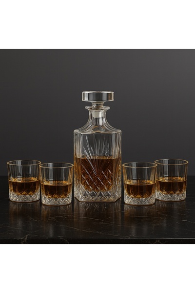 OEM Set Sticla Whiskey cu 4 Pahare Argentum