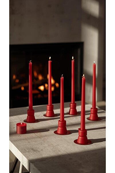 Pars Soya Parafini KIRMIZI Şamdan Mum 5 Adet – Dekoratif, Dumansız, Uzun Ömürlü