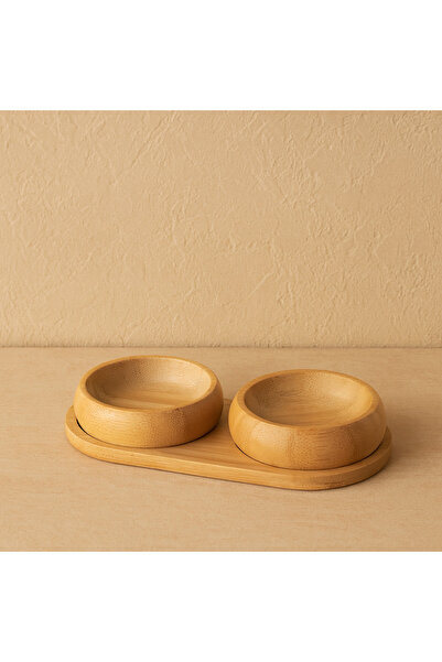 Evanev Miev Bambu Oval Standlı 2Li Yuvarlak Çerezlik Sosluk Seti KOD.400