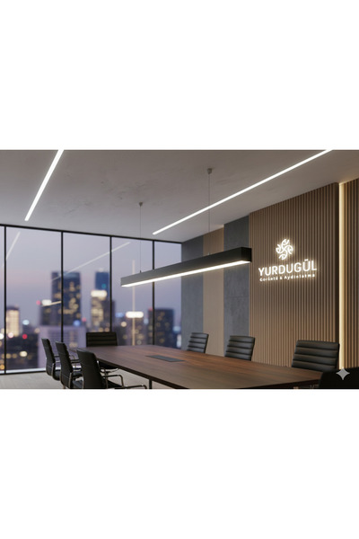 YURDUGÜL 100cm Dekoratif Siyah Alüminyum Kasa Lineer Sarkıt LED Armatür - 650...