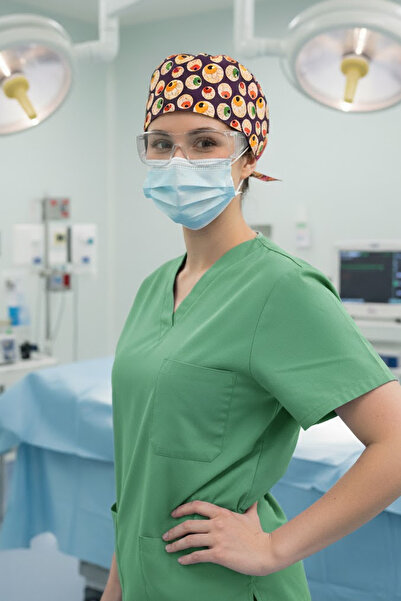 Lion Üniforma Göz Desenli Cerrahi Bone Unisex – Likralı Doktor Hemşire Bonesi