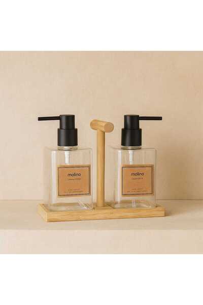 Evanev Cocosh Bambu Standlı Sıvı Sabunluk Seti Kod:10989