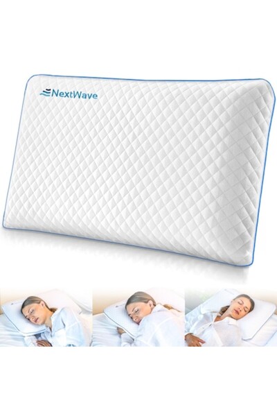 NEXTWAVE Perna ortopedica NextWave®, memory foam cu gel, suport cervical, ergonomica, husa 2 zone