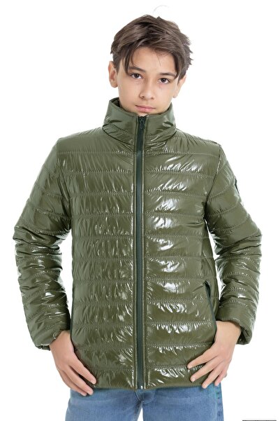 ASYAKİDS CLUB Palton puf lucios cu guler ridicat buzunare pentru băiat