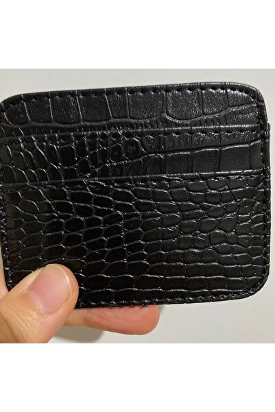 Nevalia Men's Black Crocodile Pattern Card Holder-Multi-Compartment Faux Leather