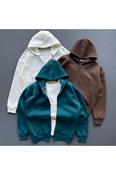 Beylerce Unisex Zippered Three Thread Cardigan