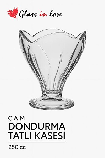 Glass In Love Modern 3'lü Dondurma ve Tatlı Sunum Kasesi 250 cc